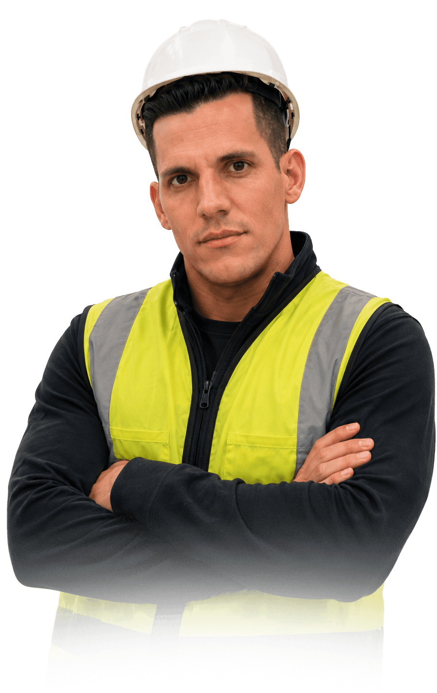 Vladimir LLanes, insulation expert at VR Insulation, in a hard hat and high-visibility vest